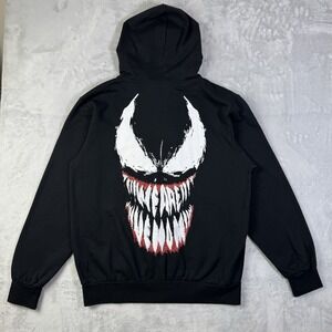 Marvel Venom Hoodie Sweatshirt Men's Large Black Puff Graphic Drawstring Comfort